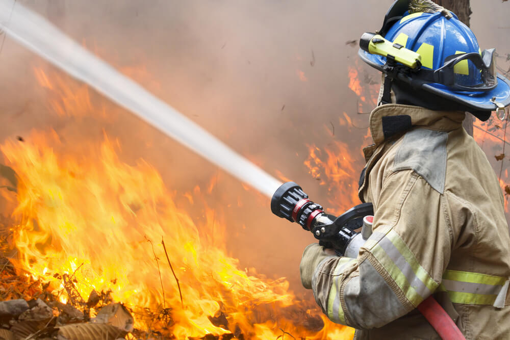 Fire Fighter Battling California Blaze